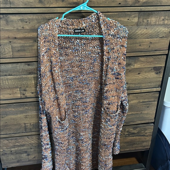 Rehab Lab Sweaters - Rehab Lab Multicolor Brown Open Knit Duster. Boho. Festival. Cozy.